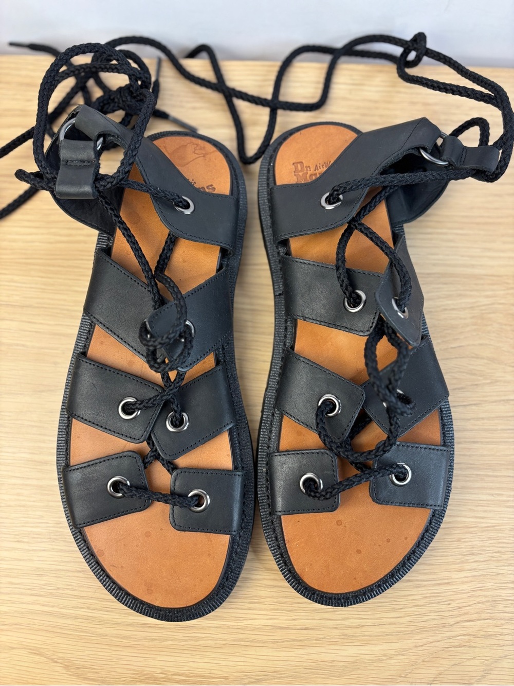 Dr. Martens Jasmine Ghillie Black Leather Sandals Woman’s 10 - Picture 3 of 9